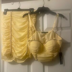 Yellow embellished two piece